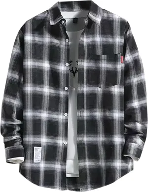 Flannel Shirt for Men,Mens Flannel Plaid Shirt Casual Button Down Shirts Regular Fit Long Sleeve Shirts Lightweight Fall Coat