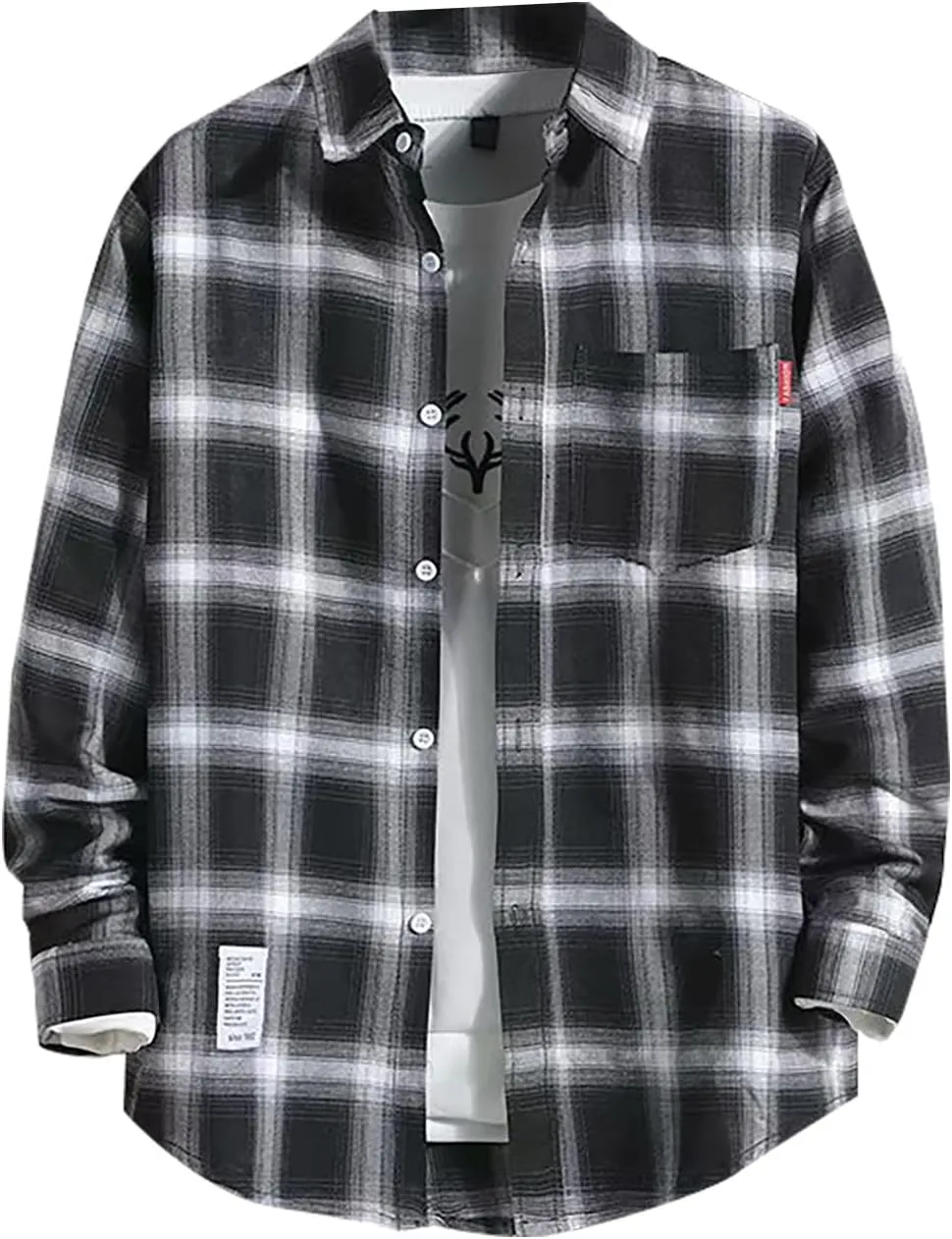 Flannel Shirt for Men,Mens Flannel Plaid Shirt Casual Button Down Shirts Regular Fit Long Sleeve Shirts Lightweight Fall Coat