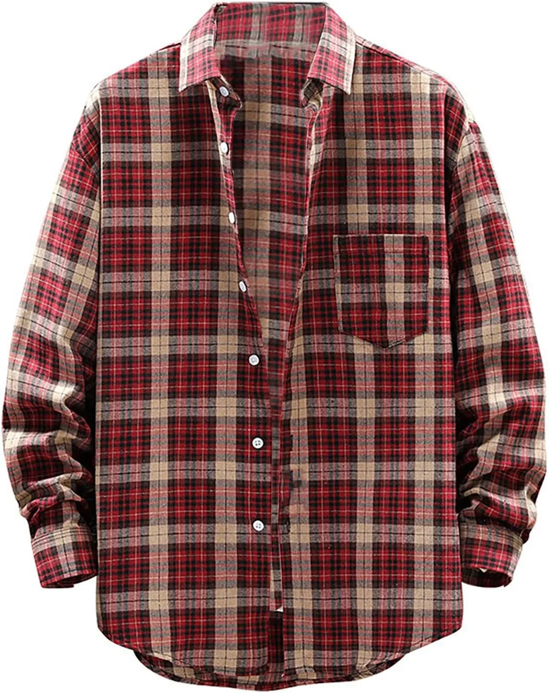 Flannel Thermal Lined Shirt Jacket for Men Shirt with Pocket Button-Down Shirt Jacket with Hood Hooded Shacket Jacket