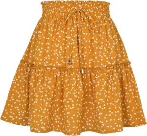Floral Skorts for Woman Drawstring High Waist Mini Skirts Summer Tiered Flowy Pleated Boho Beach A Line Short Skorts