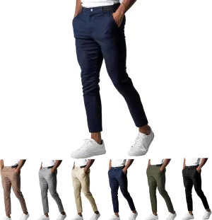 Foueo Active Chinos, Mens Chinos Slim Fit Stretch Skinny Tapered Dress Pants Casual Solid Trousers, Active Chinos Pants