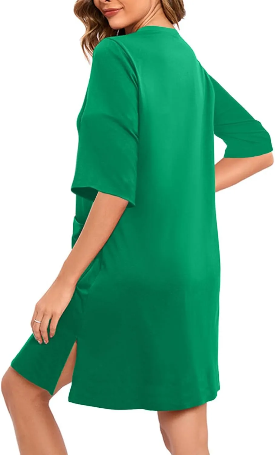 FZYLQY 2024 Women Zipper Front House Coat Short Sleeves/3/4 Sleeve Robe Bathrobes Lightweight Knee Length Short House Dress