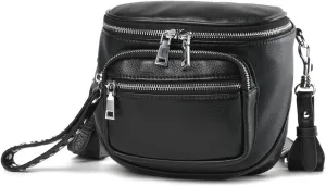 Genuine Leather Half Round Crossbody Bag with Broadband Saddle Bag for Women Versatile Horseshoe Bag