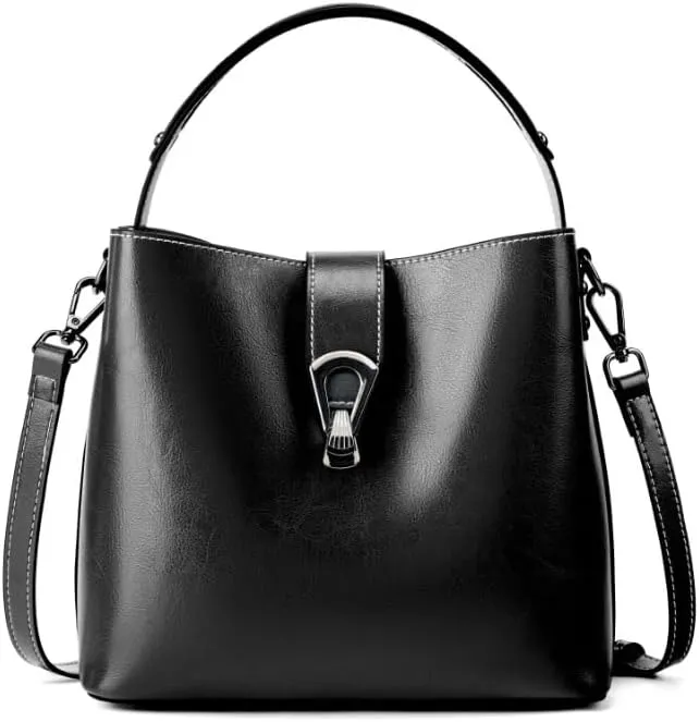 Genuine Leather Handbags for Women Vintage Fashionable and Versatile Shoulder Tote Crossbody Bucket Bags with zipper