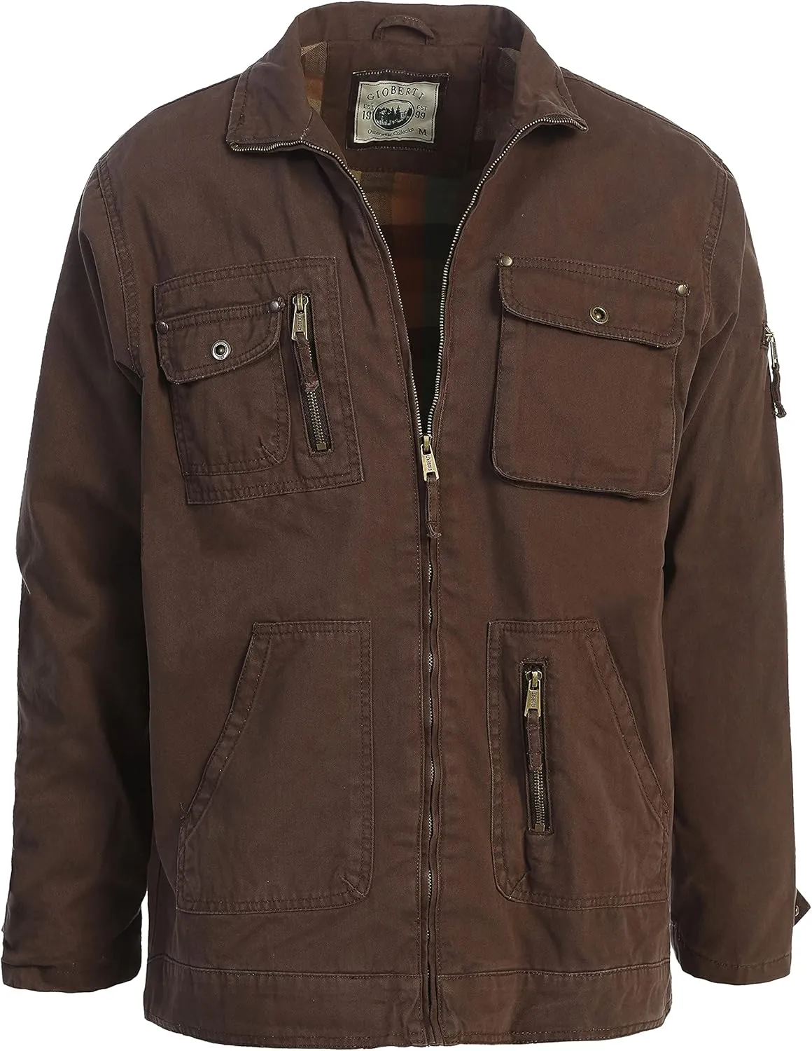 Gioberti Men's 100% Cotton Casual Outerwear Twill Multi Pocket Cargo Shirt Jacket