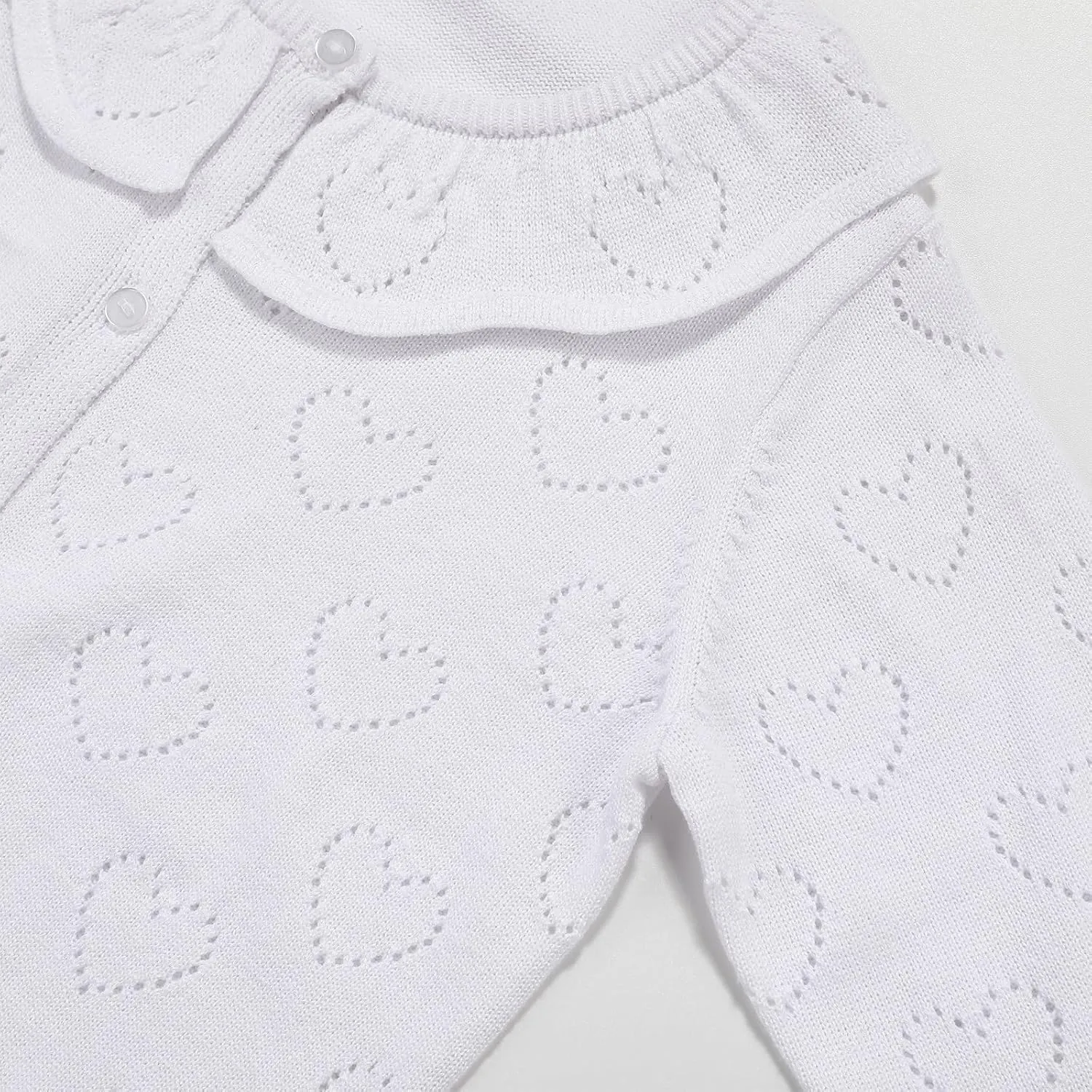 Girls' Cardigan Long Sleeve Shrug Sweater for Kids Cotton Cropped Uniform Knit Outerwear Lucky Clover and Heart