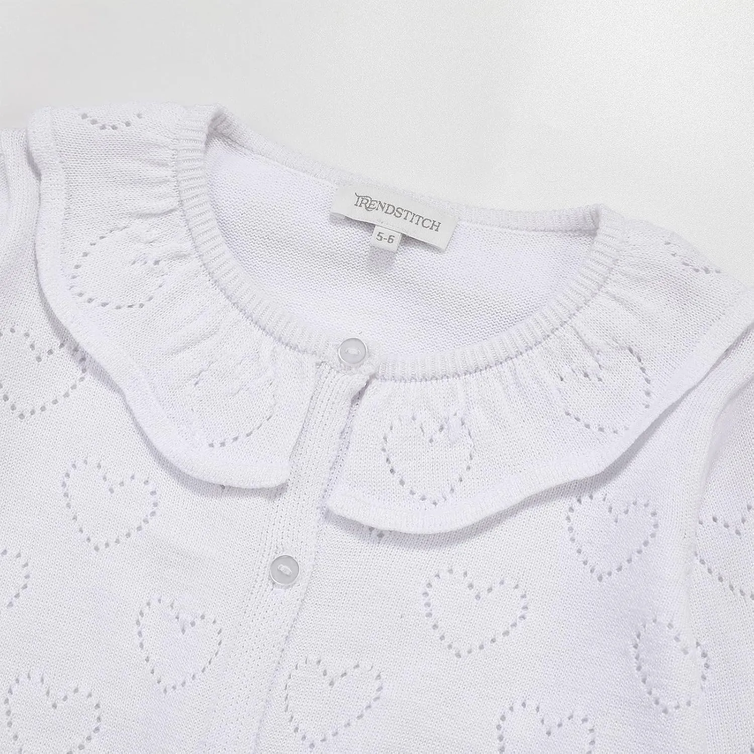Girls' Cardigan Long Sleeve Shrug Sweater for Kids Cotton Cropped Uniform Knit Outerwear Lucky Clover and Heart