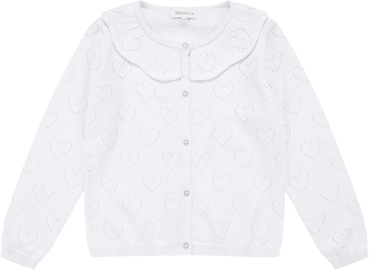 Girls' Cardigan Long Sleeve Shrug Sweater for Kids Cotton Cropped Uniform Knit Outerwear Lucky Clover and Heart