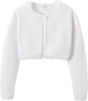 Girls Cardigan Sweater Long Sleeve Knit Bolero Shrug Cropped Tops Kids Cardigans with Button