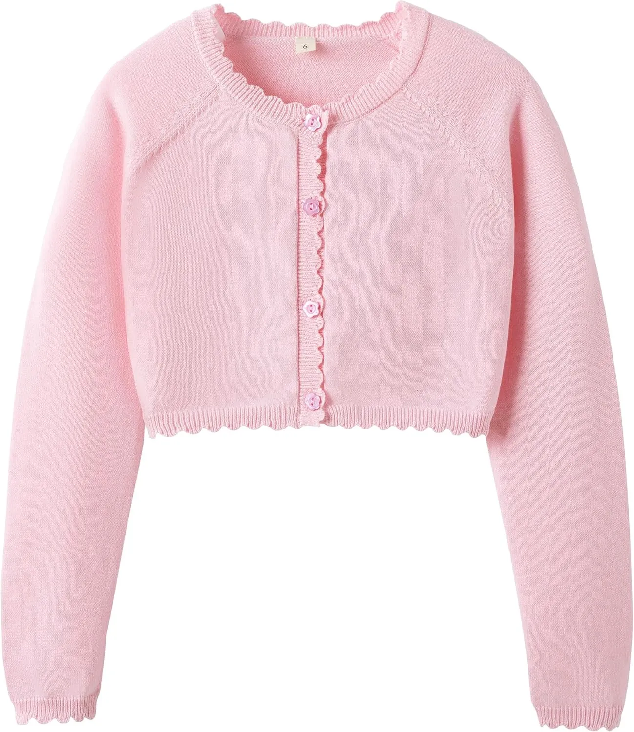 Girls Cardigan Sweater Long Sleeve Knit Bolero Shrug Cropped Tops Kids Cardigans with Button
