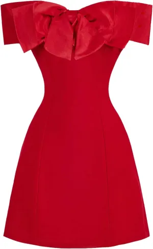GORGLITTER Women's Bow Strapless Bodycon Mini Dress Off The Shoulder Wedding Guest Birthday Cocktail Going Out Dresses