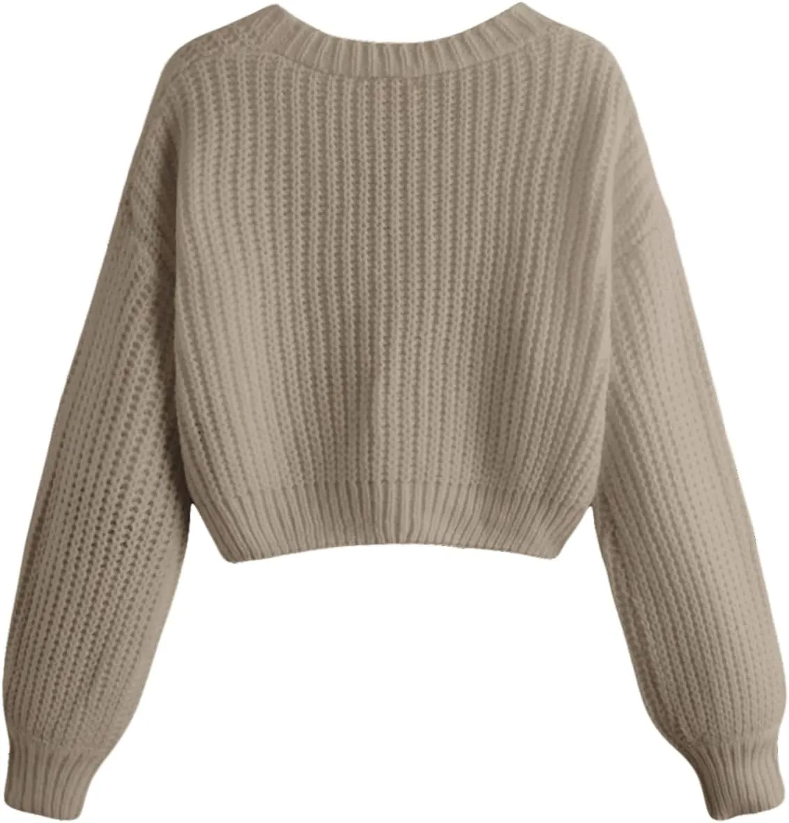 GORGLITTER Women's Button Up Cropped Cardigan Sweaters Chunky Long Sleeve V Neck Fall Coquette Cardigans