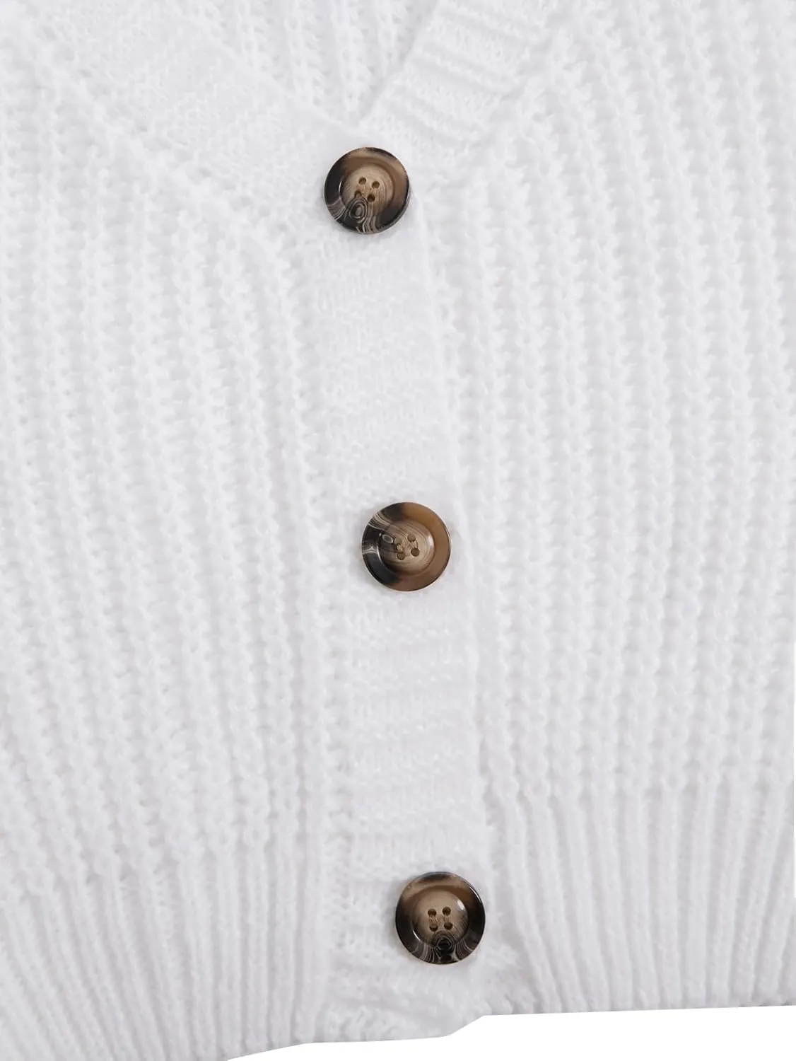 GORGLITTER Women's Button Up Cropped Cardigan Sweaters Chunky Long Sleeve V Neck Fall Coquette Cardigans