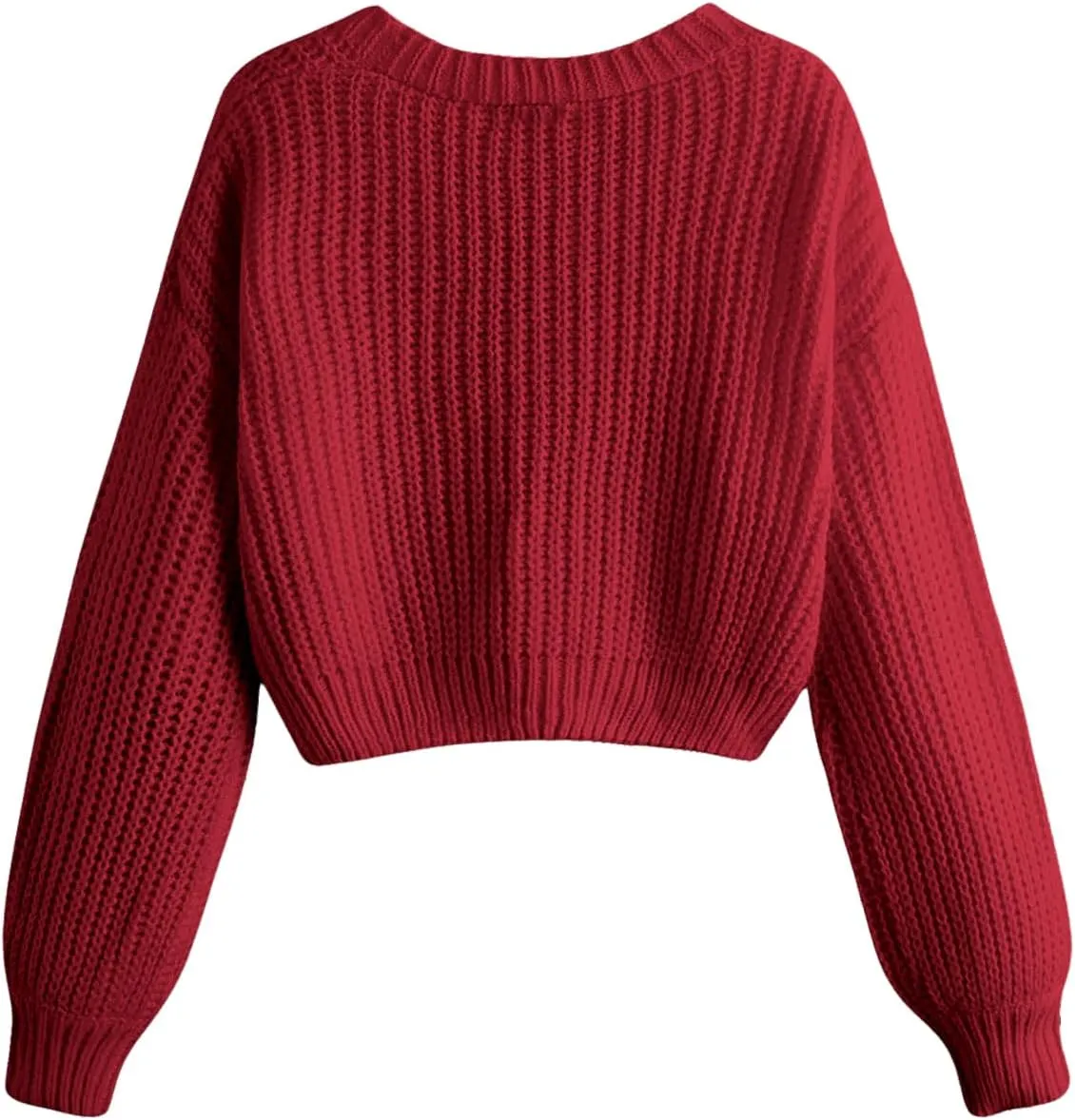 GORGLITTER Women's Button Up Cropped Cardigan Sweaters Chunky Long Sleeve V Neck Fall Coquette Cardigans