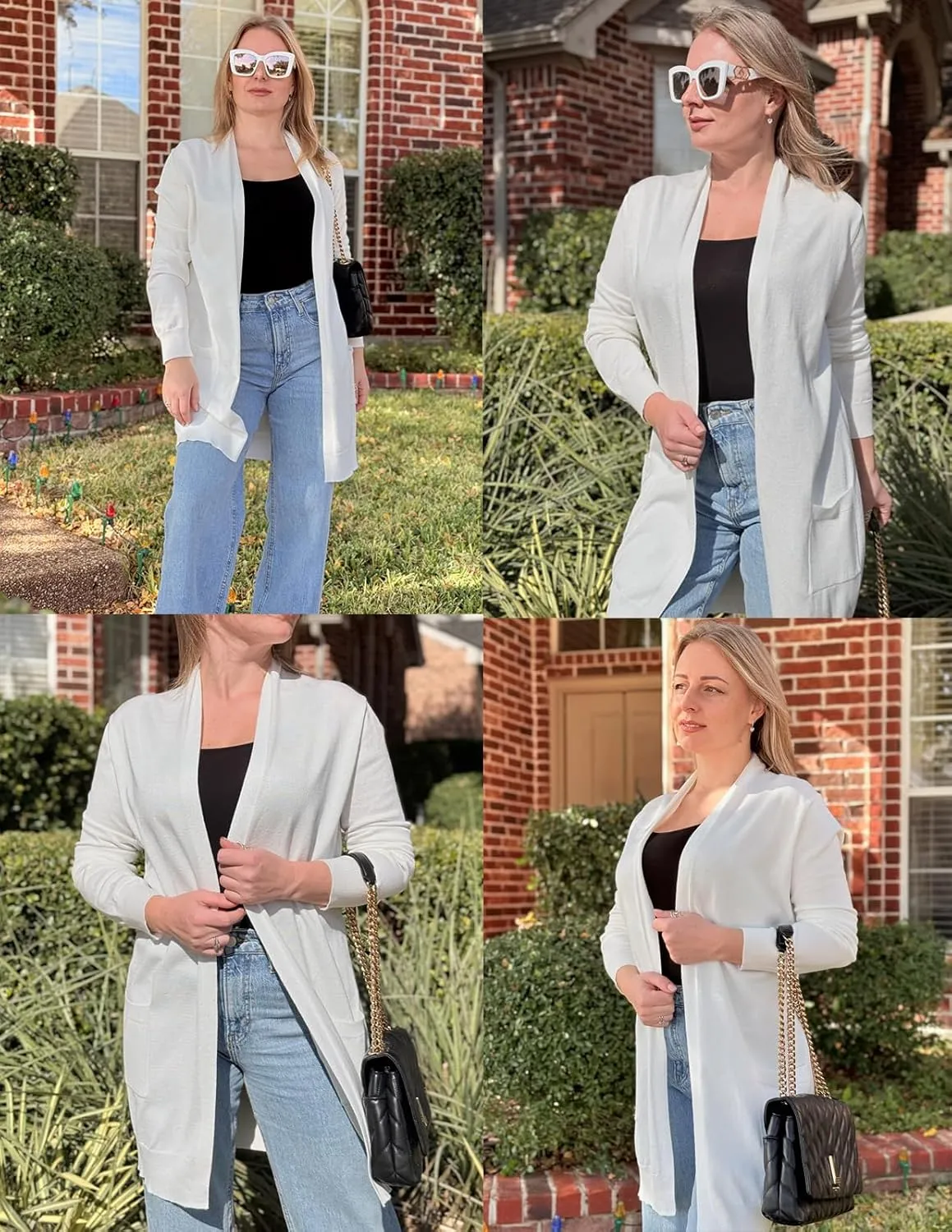 GRACE KARIN Women's Casual Open Front Cardigan Long Knitted Sweaters Shrug with Pockets