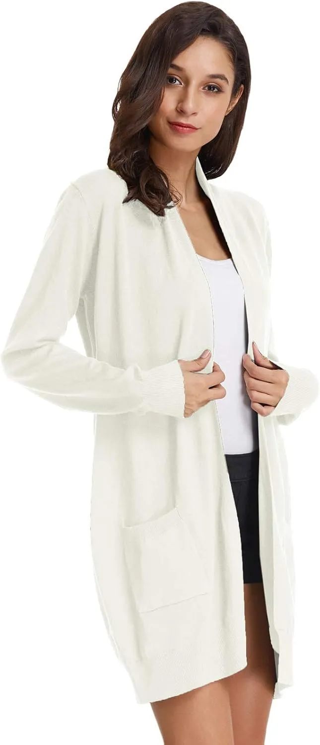 GRACE KARIN Women's Casual Open Front Cardigan Long Knitted Sweaters Shrug with Pockets
