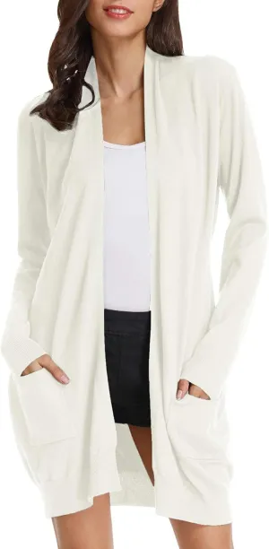 GRACE KARIN Women's Casual Open Front Cardigan Long Knitted Sweaters Shrug with Pockets