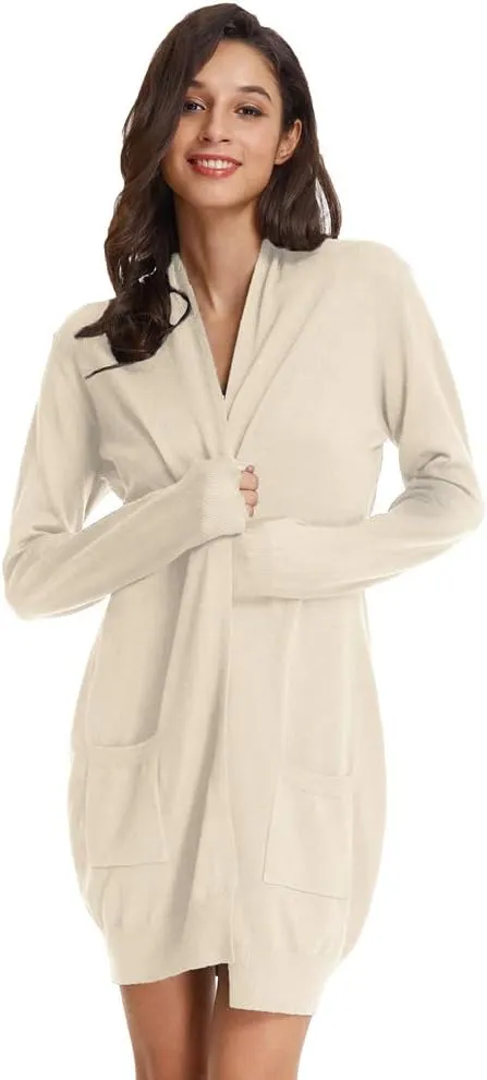 GRACE KARIN Women's Casual Open Front Cardigan Long Knitted Sweaters Shrug with Pockets