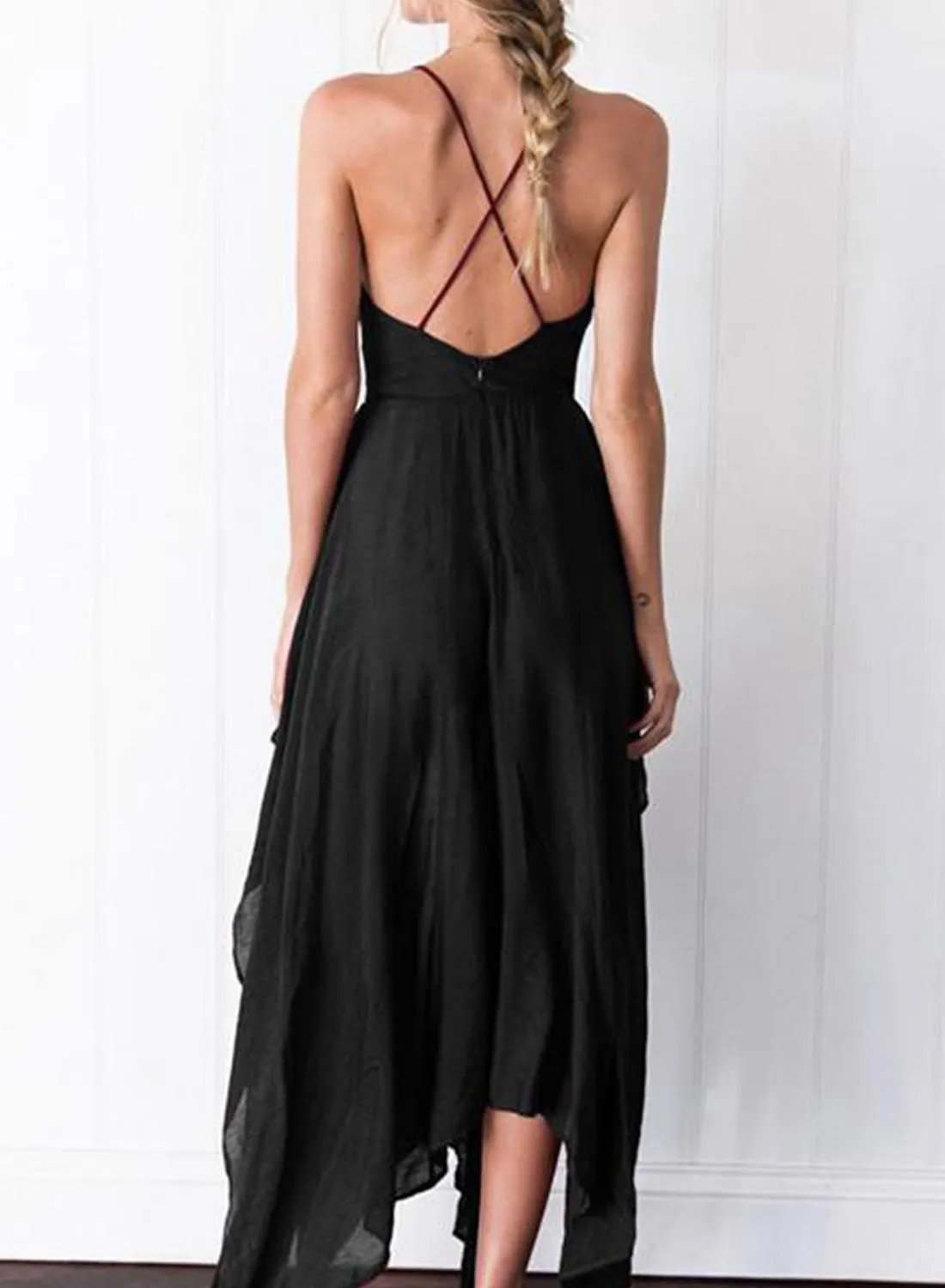 Graceful Crisscross V Neck Dinner Side Cut Out Maxi Dress