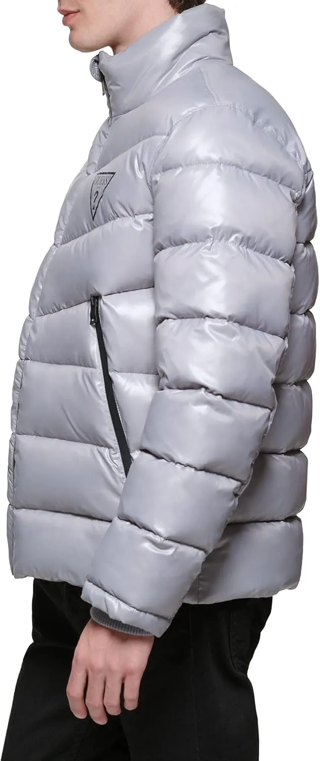 GUESS Men's Mid-Weight Puffer Jacket with Removable Hood