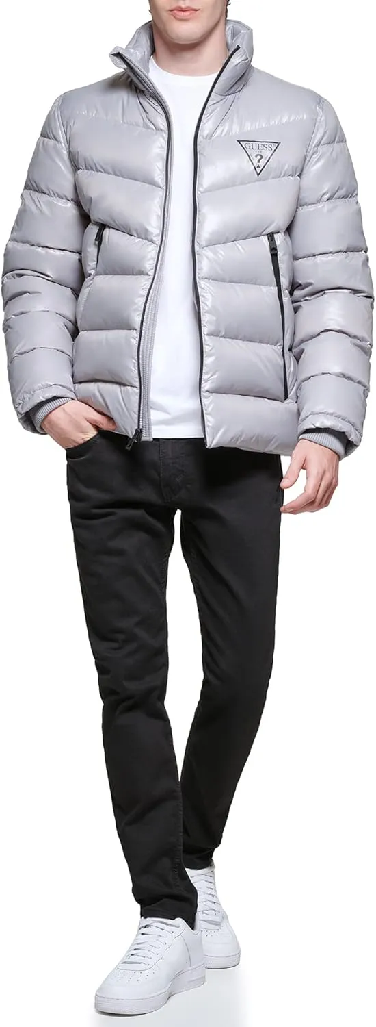 GUESS Men's Mid-Weight Puffer Jacket with Removable Hood