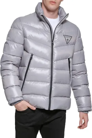 GUESS Men's Mid-Weight Puffer Jacket with Removable Hood