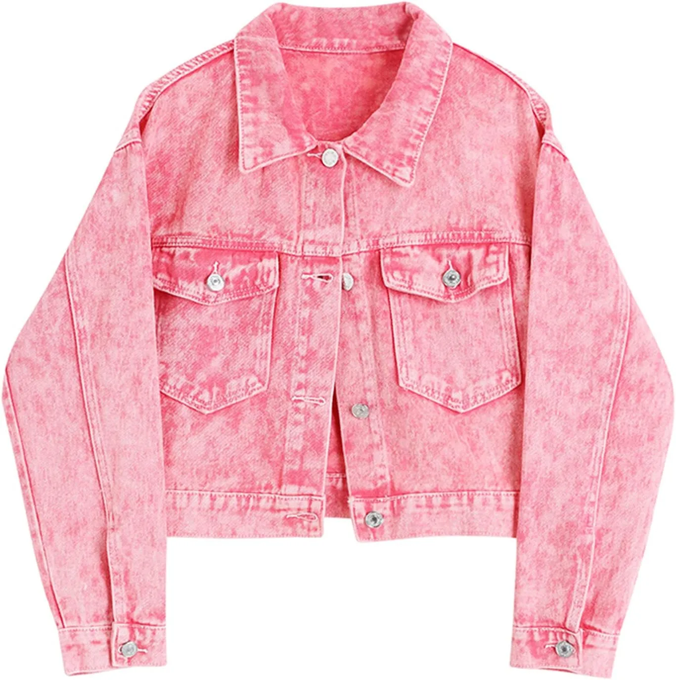 HALITOSS Women's Denim Jacket Tie-dye Casual Outerwear