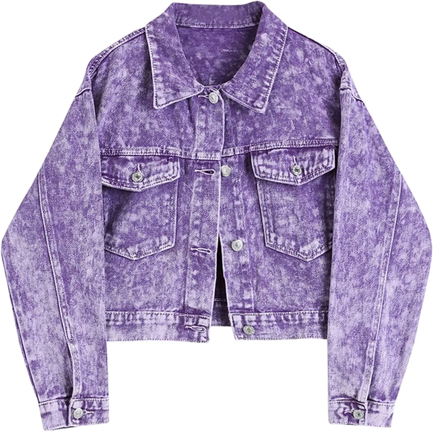 HALITOSS Women's Denim Jacket Tie-dye Casual Outerwear