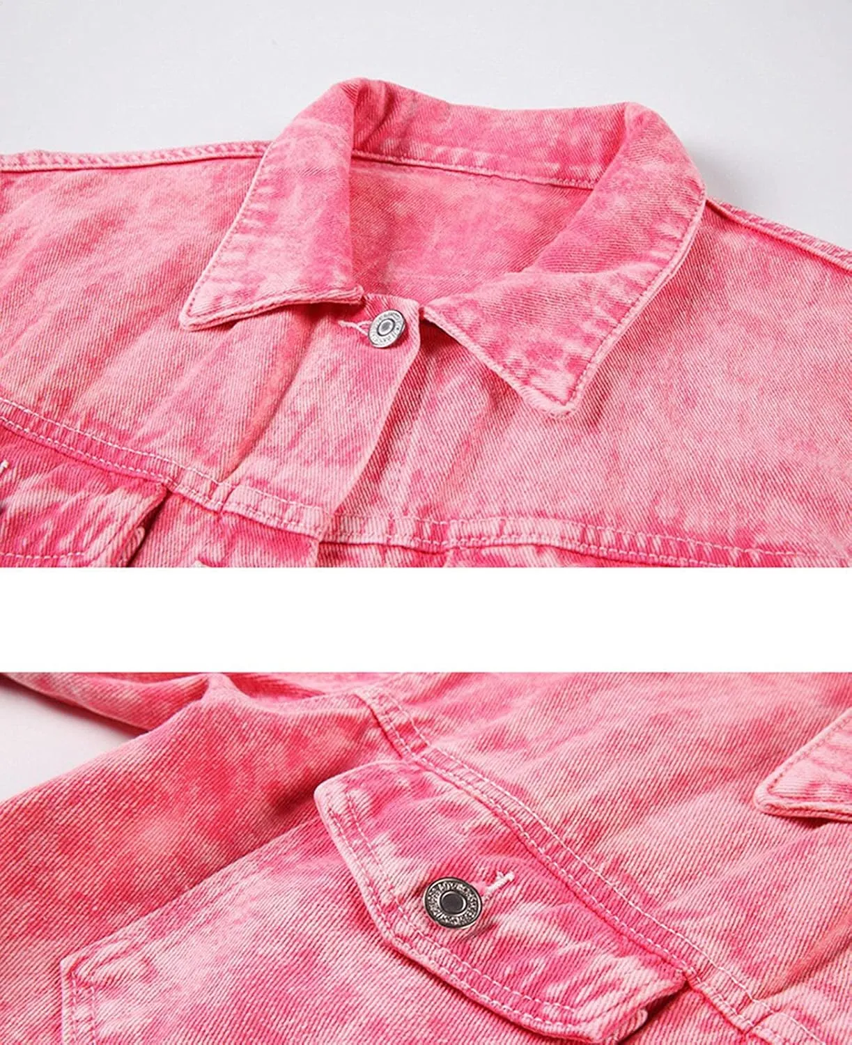 HALITOSS Women's Denim Jacket Tie-dye Casual Outerwear