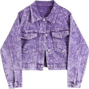 HALITOSS Women's Denim Jacket Tie-dye Casual Outerwear