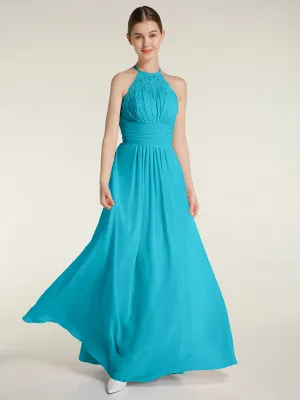 Halter Chiffon And Lace Long Dresses Jade Plus Size