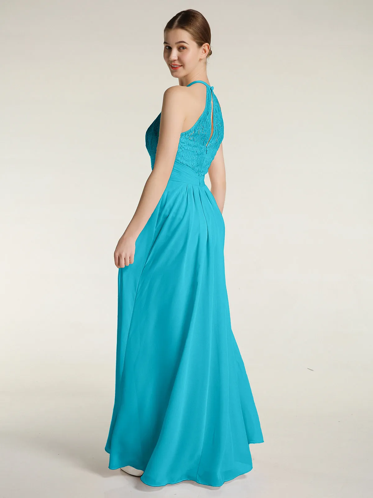 Halter Chiffon And Lace Long Dresses Jade Plus Size