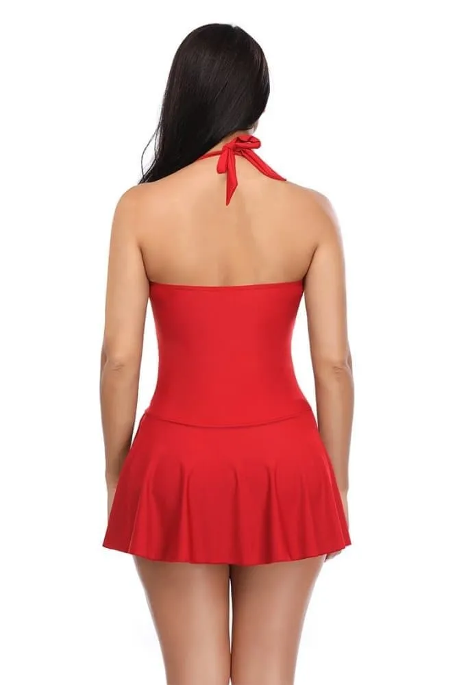 Halter Ruched Swim Dresses For Women