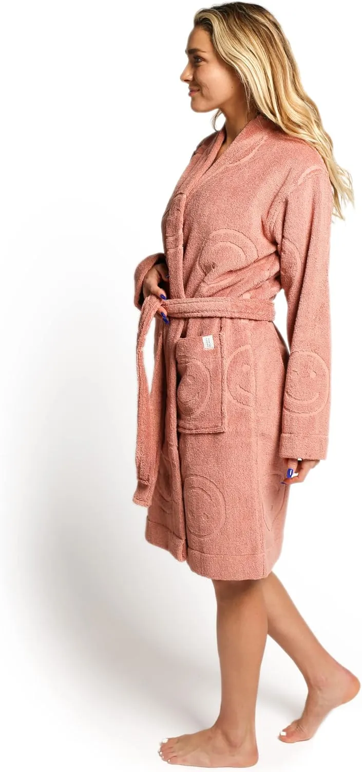Happy Place Women's Cotton Terry Robe Sustainable Premium Cotton Unisex Bathrobe