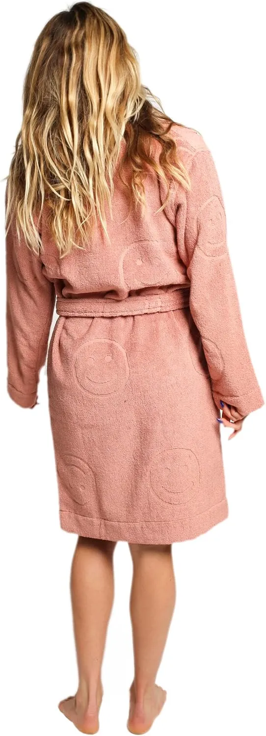 Happy Place Women's Cotton Terry Robe Sustainable Premium Cotton Unisex Bathrobe