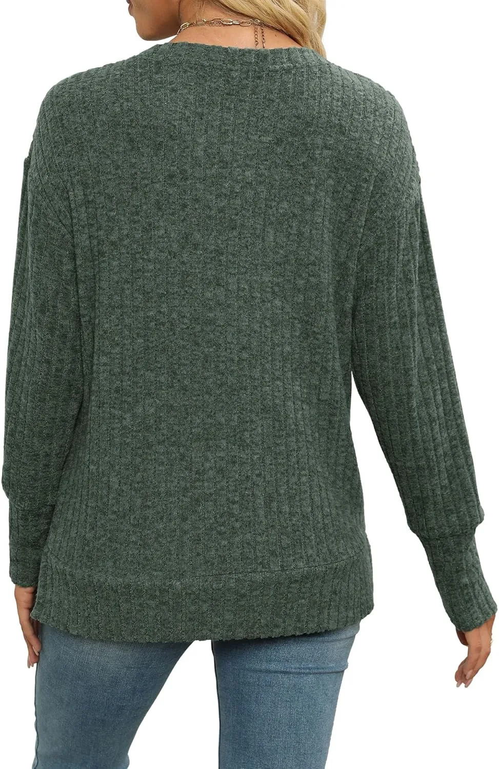 Heymiss Womens Sweaters Dressy Casual Crewneck Long Sleeve Shirts Loose Fall Fashion Sweatshirts