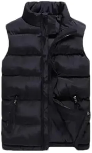 Hgvcfcv Men Vest Winter Jackets Casual Sleeveless Coat Thick Warm Zipper Jacket Outerwear Cotton-Padded Waistcoat