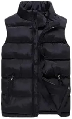 Hgvcfcv Men Vest Winter Jackets Casual Sleeveless Coat Thick Warm Zipper Jacket Outerwear Cotton-Padded Waistcoat