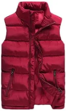 Hgvcfcv Men Vest Winter Jackets Casual Sleeveless Coat Thick Warm Zipper Jacket Outerwear Cotton-Padded Waistcoat