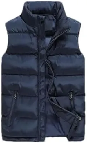 Hgvcfcv Men Vest Winter Jackets Casual Sleeveless Coat Thick Warm Zipper Jacket Outerwear Cotton-Padded Waistcoat