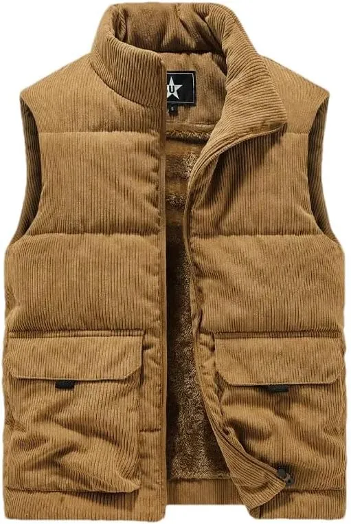 Hgvcfcv Winter Wool Vest Male Cotton-Padded Vests Coats Men Sleeveless Vest Jackets Warm Waistcoats Clothing Plus Size