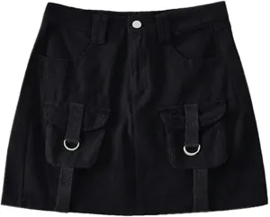 High-Waisted Denim Skirt to Prevent Exposure and, Versatile Pocket Design Work Skirt