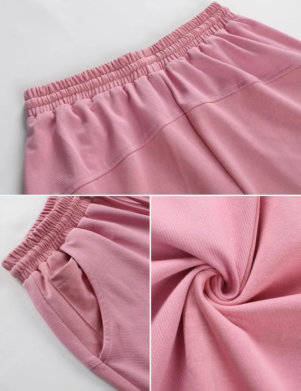 Himosyber Womens Cotton Pants Casual Loose Baggy Wide Leg Pants Drawstring Elastic Waisted Palazzo Lounge Pants with Pockets