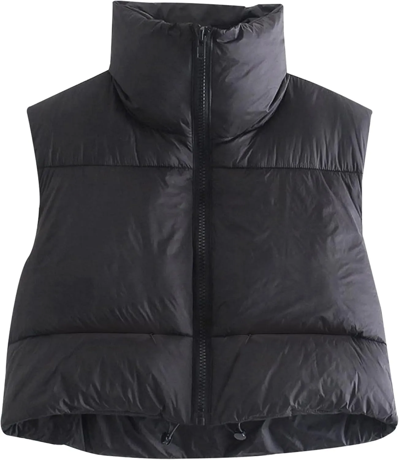 Hixiaohe Women's Winter Crop Vest Puffer Lightweight Stand Collar Padded Vest Zip Up Sleeveless Jacket