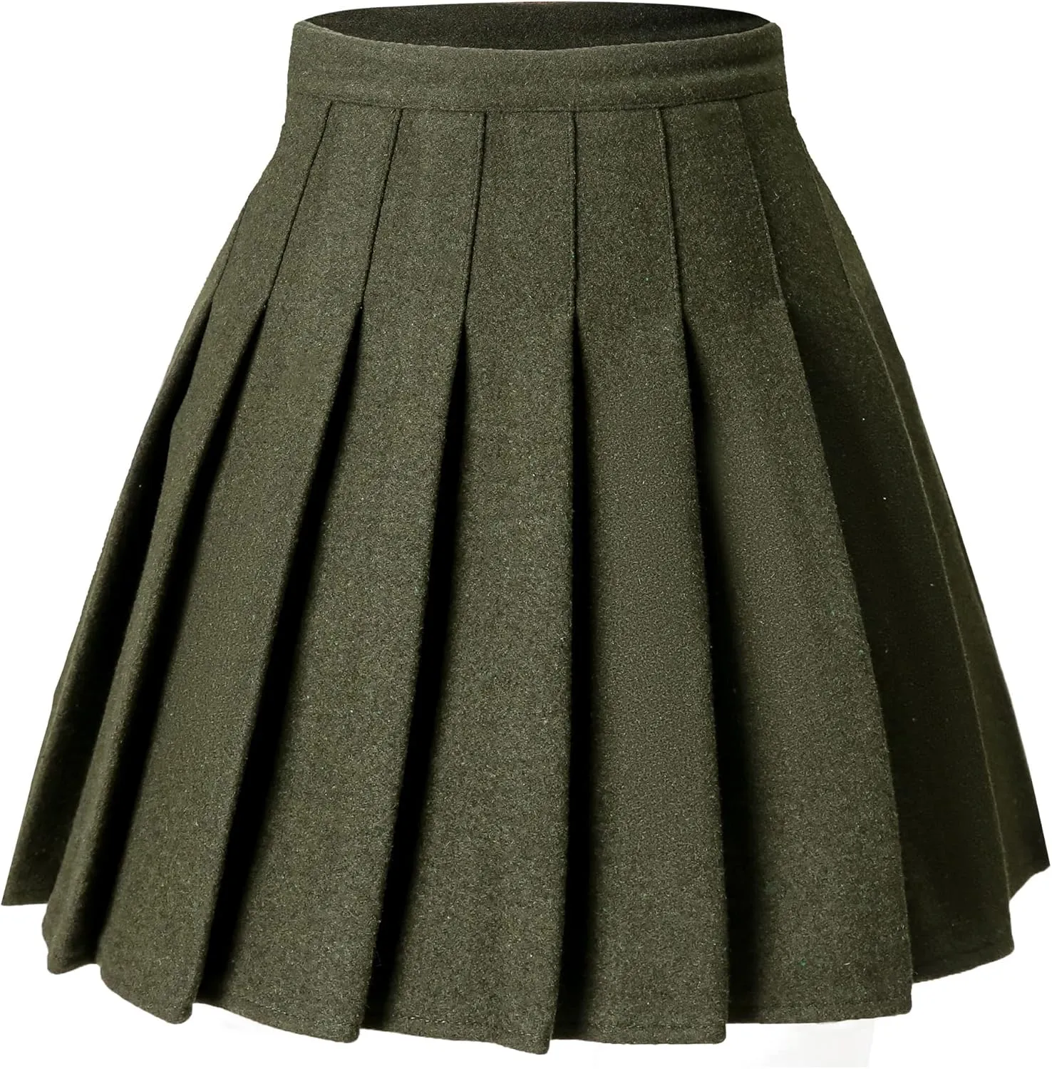 Hoerev Women Girls Thick Wool Fabric for Cold Weather Versatile Plaid Pleated Skirt with Shorts