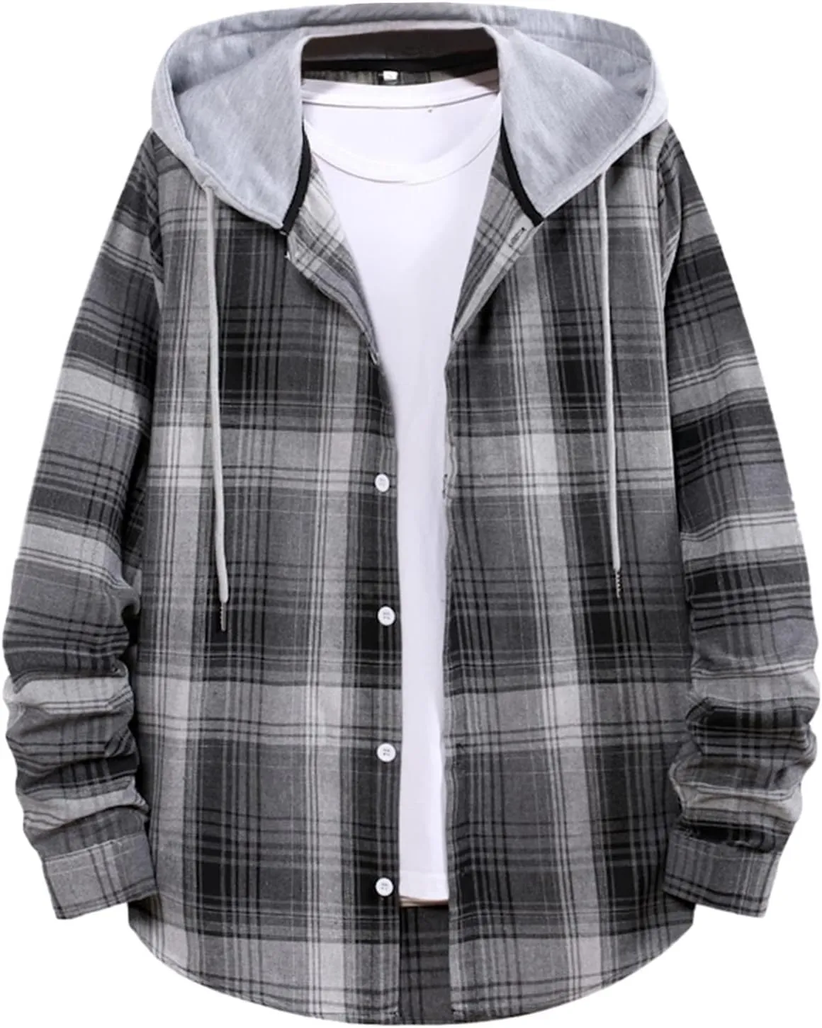 Hoodies for Men Plaid Flannel Shirts Long Sleeve Casual Button Down Shirt Shacket 2024 Fall Lightweight Clothes