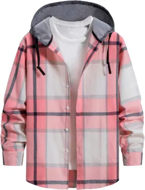 Hoodies for Men Plaid Flannel Shirts Long Sleeve Casual Button Down Shirt Shacket 2024 Fall Lightweight Clothes