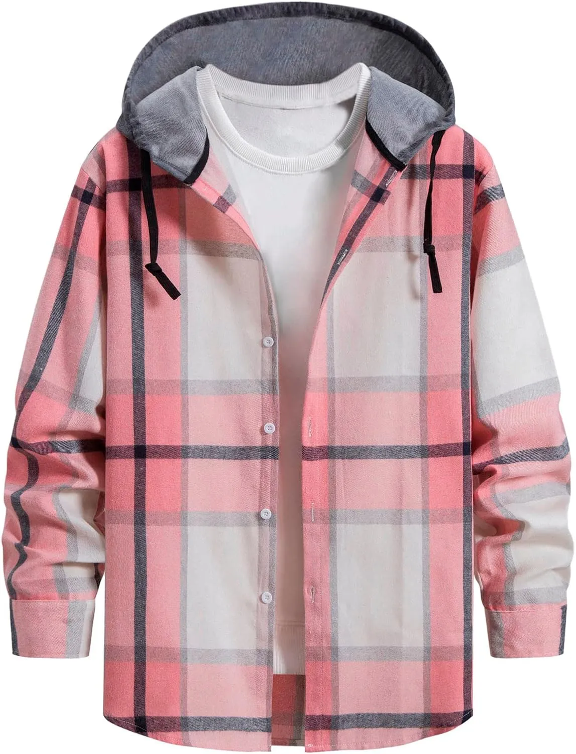 Hoodies for Men Plaid Flannel Shirts Long Sleeve Casual Button Down Shirt Shacket 2024 Fall Lightweight Clothes