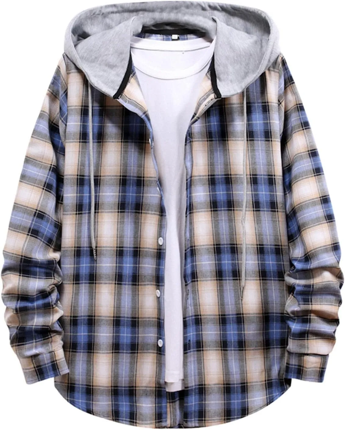 Hoodies for Men Plaid Flannel Shirts Long Sleeve Casual Button Down Shirt Shacket 2024 Fall Lightweight Clothes