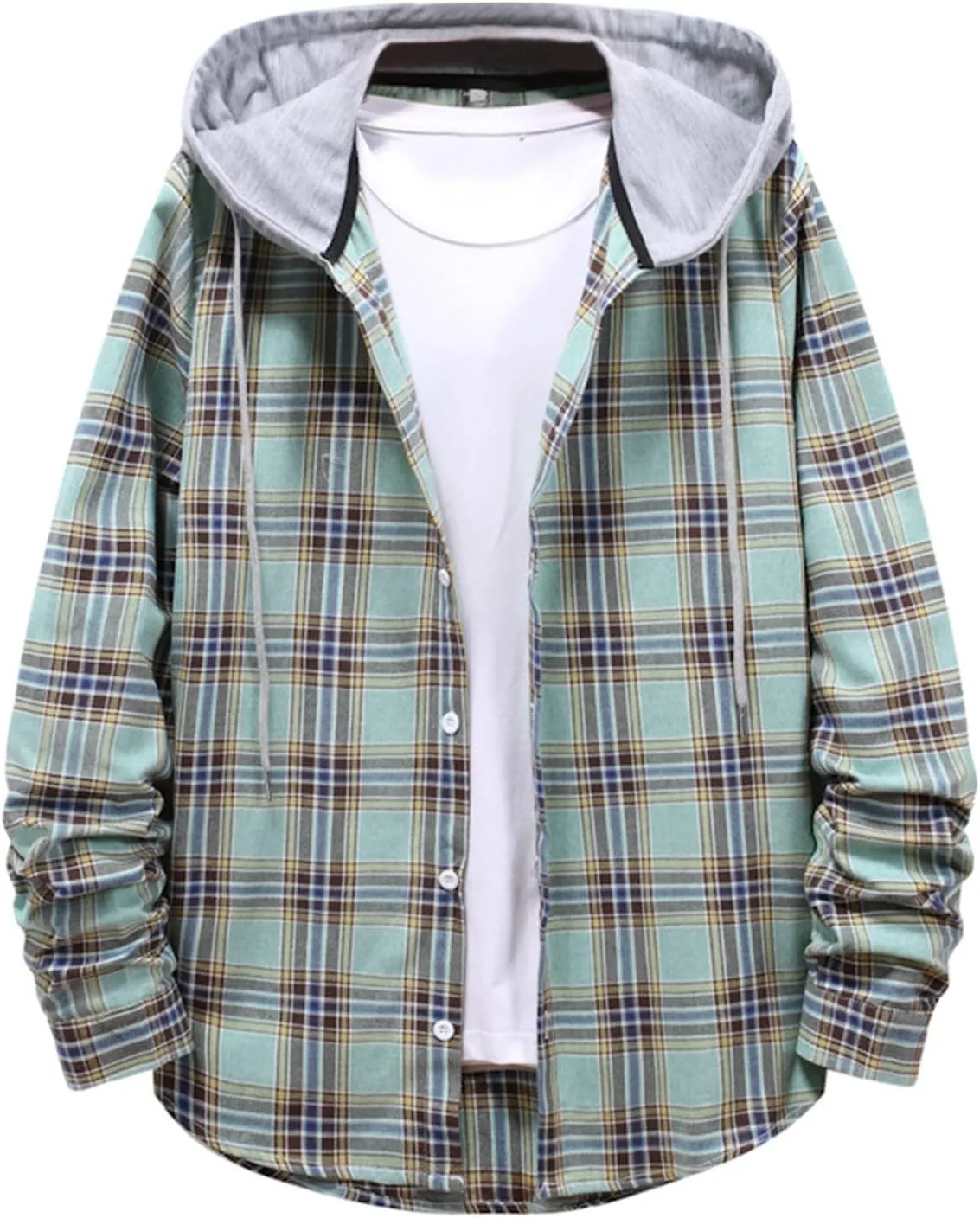 Hoodies for Men Plaid Flannel Shirts Long Sleeve Casual Button Down Shirt Shacket 2024 Fall Lightweight Clothes